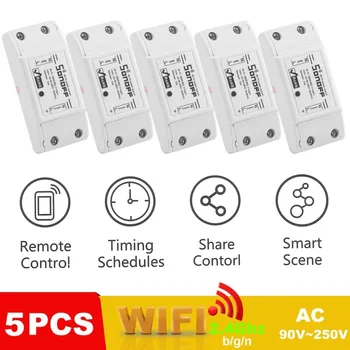 

5PCS/SET Smart Wireless Wifi Switch 10A AC90-250V DIY Smart Wireless Remote Switch Home Controller Suitable for Android