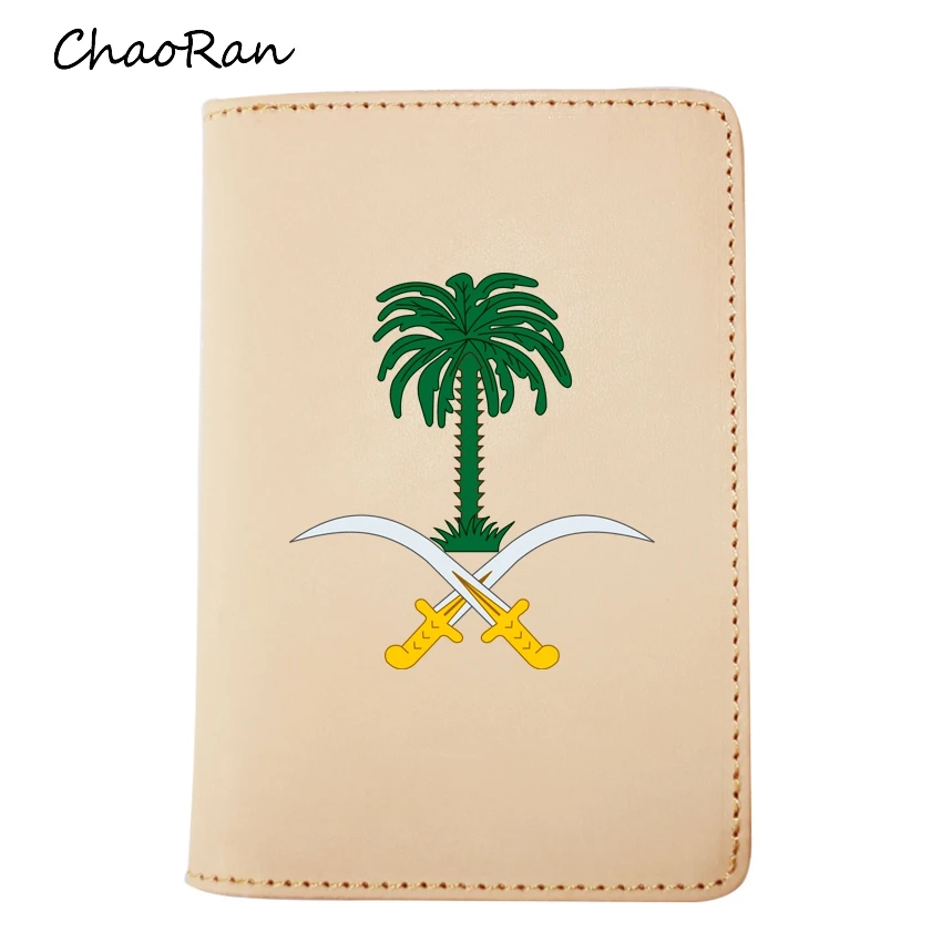 Saudi Arabia Emblem Passport Wallet Leather Women Card Holder Case