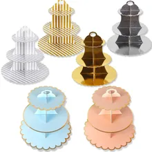 50 шт подставка для тортов на день рождения одноразовые украшения Складная стойка для десертов полка дисплея бумажная упаковка для свадебной вечеринки трёхслойная