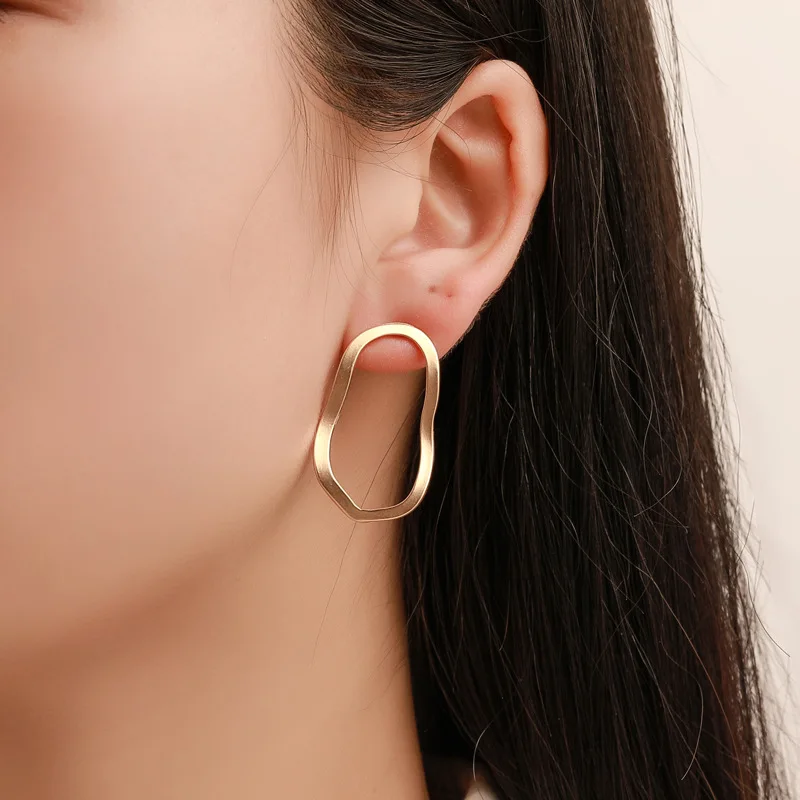 Big Sale Oval Earrings Jewelry Geometric Silver-Plated Gold-Color Fashion Hollow Women Big  0KR7ZBjW