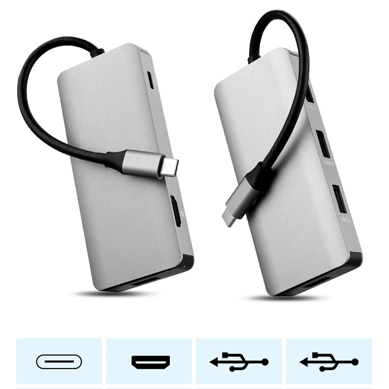  6in 1 USB C Laptop Docking Station USB 3.0 HDMI RJ45 Gigabit PD for MacBook Samsung s10+ s10 s9 s8 