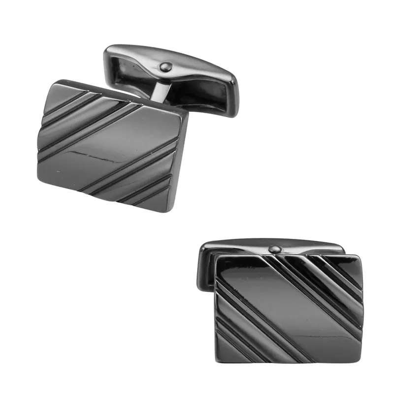 

Men's shirts Cufflinks high-quality copper material Black square twill Cufflinks 5 pairs of packaging for sale