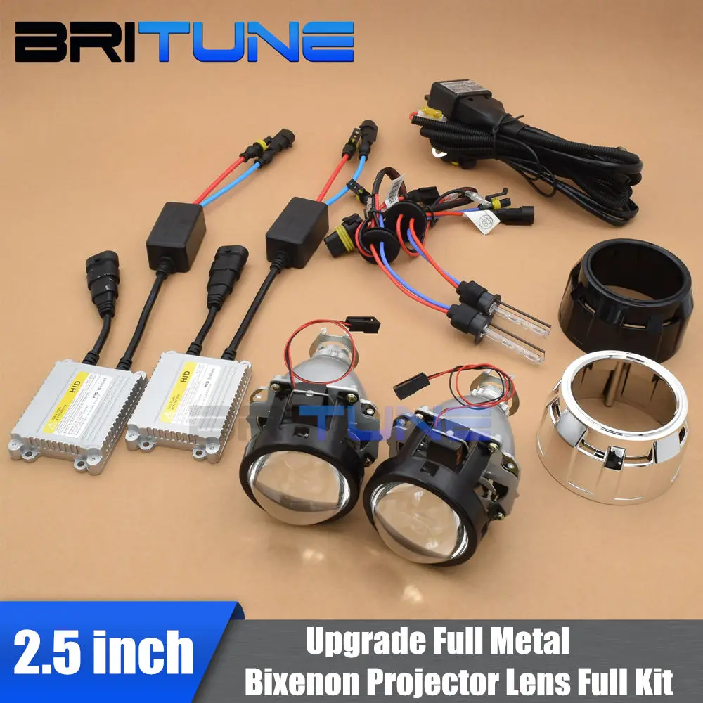 HID Bi xenon Projector Full Lens Kit H7 H4 Headlight Lenses Metal 2.5'' Car Lights Accessories Tuning H1 Bulb 6000K 4300K 8000K|headlamp