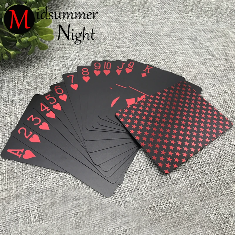 2019 Waterproof plastic pvc playing cards poker pure black color poker cards classic magic tricks tool 3 color Red/Silver/Gold 2019 Waterproof plastic pvc playing cards poker pure black color poker cards classic magic tricks tool 3 color Red/Silver/Gold