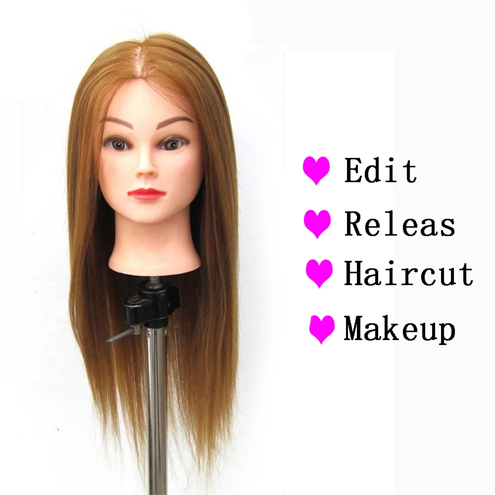 

Straight Synthetic Hair Training Practice Head Styling Dye Cutting Mannequin Manikin Head Salon Beauty Tool