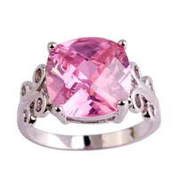 Fashion Rings Solitaire Lady Pink Toapz 925 Silver Ring Size 7 8 9 10 Free Shipping Wholesale Party Jewelry