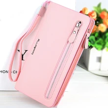 2016 Fashion Women Wallets Dull Polish Leather Wallet Double Zipper Day Clutch Purse Wristlet Portefeuille Handbags Carteira