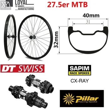 

27.5er Plus carbon Mountain bike wheels 650b MTB wheel 40mm Wider Rim with DT350 MTB hub for Downhill or Enduro Cycling