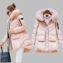 Women Winter Coat 2017 Korean Big Raccoon Fur Collar Hooded Down Jacket Medium long White Duck Down Jacket Large size Coat AB297