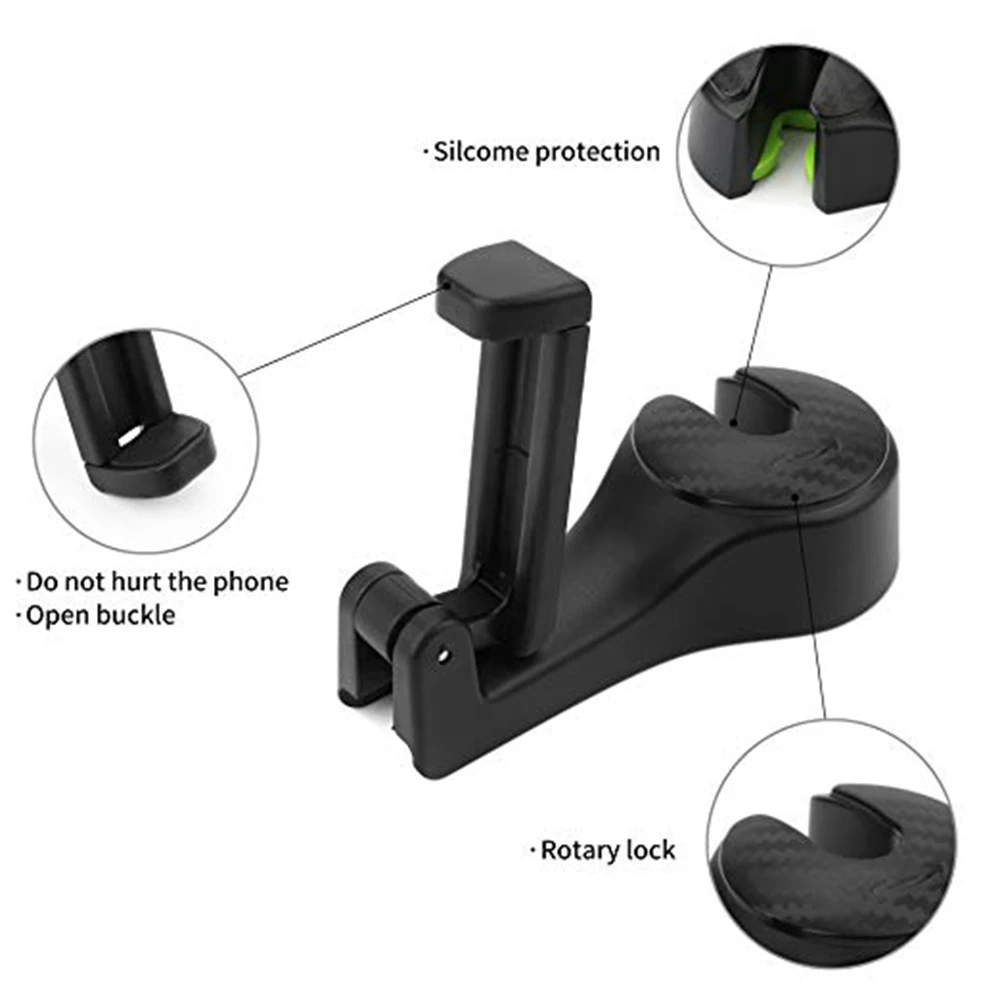

2Pcs Universal Car Seat Headrest Hook Bag Organizer Hanger Holder Mount Black