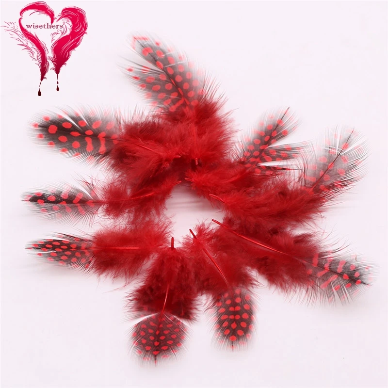 2 red guinea fowl feather 2