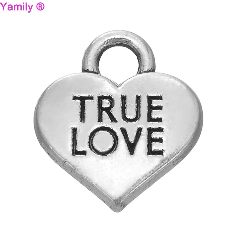 10pcs 16x14mm Antique silver tone True Love Charm Message Charm pendant