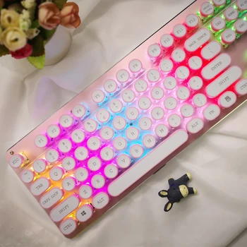 

Steam Punk Style Keyboard Retro Round Glowing Keycap108 Keys ABS USB Wired typewriter mechanical keyboard for PC Laptop Supplies