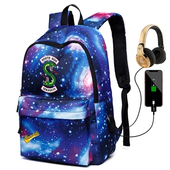

Mochila Women Riverdale Galaxy USB Travel Backpack School Bags for Women Girls Canvas Travel Shoulder Bag Laptop School Bag