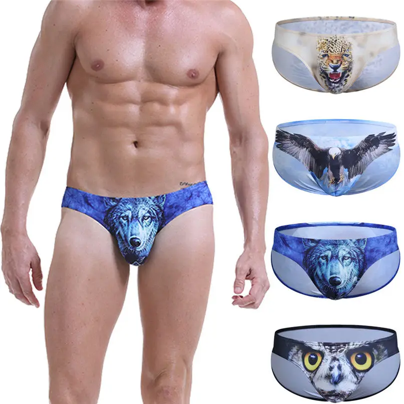 

Swim Briefs Man Sexy 3D Print Underwear Cotton Soft Breathable Pouch Boxer Underpants Underwear All Seasons Panties #2d27