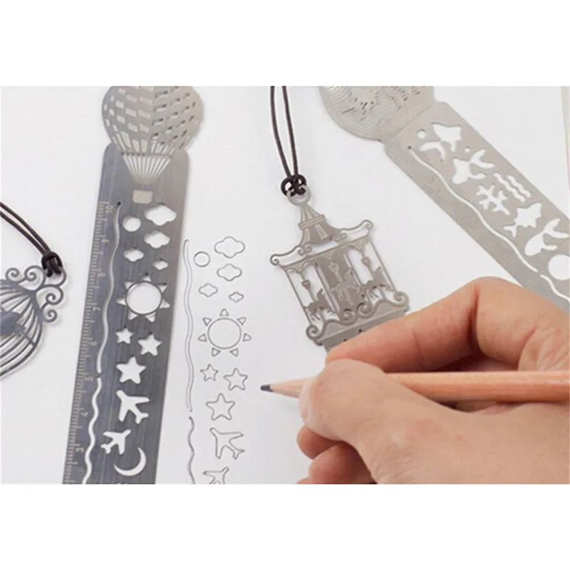 

1PC 15cm Stainless Steel Hollow Bookmark As Ruler Drawing Book Marks Books Note Office School Stationery Supplies