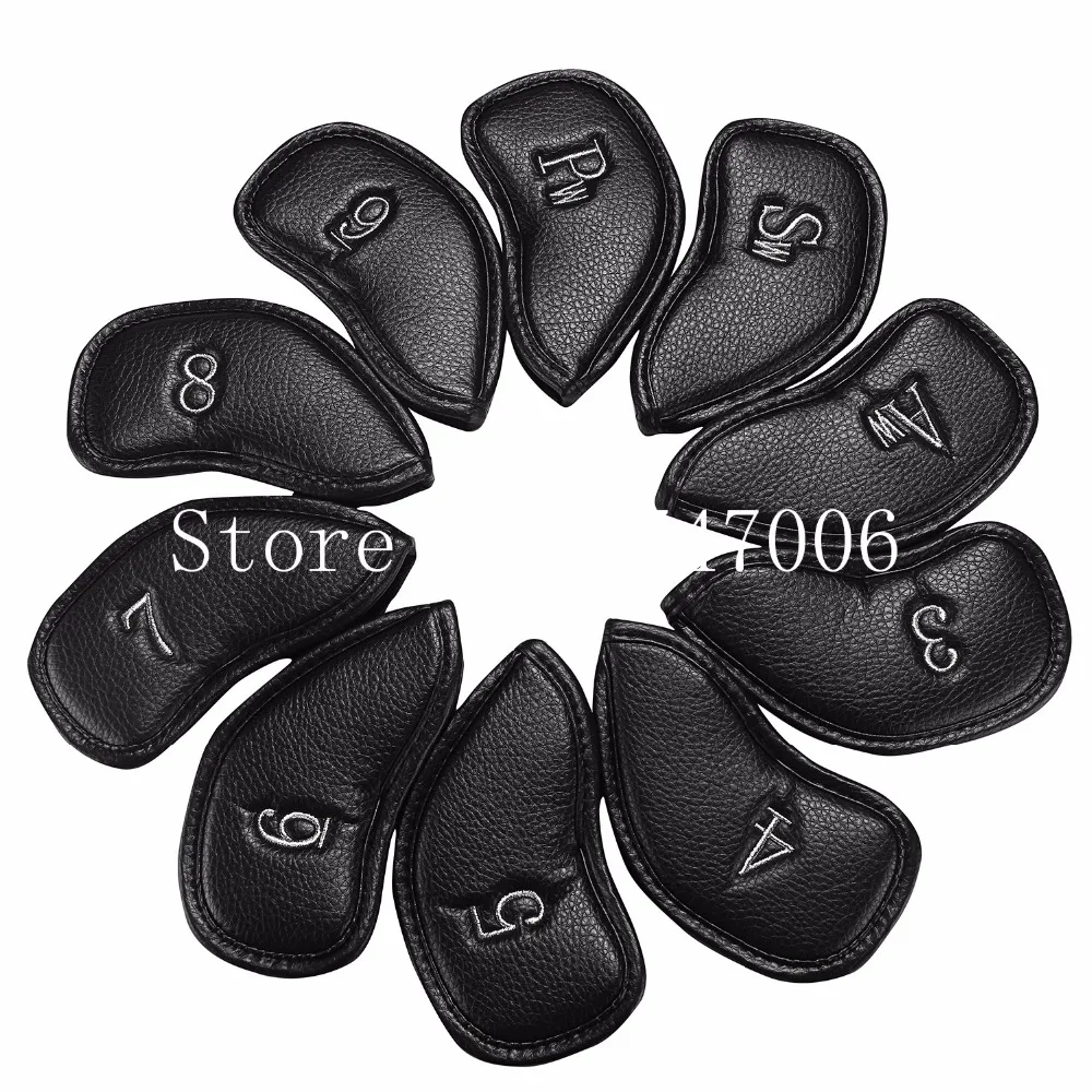 

10Pcs/Set Golf Club Iron Headcovers Universal for Most Irons and Wedges Black and Red Iron Head Cover Free Shipping Pu Leather