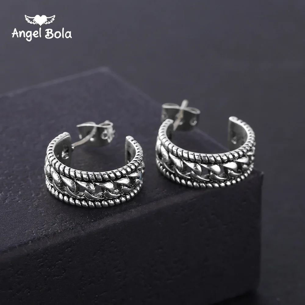 Серьги будддха в богемном этническом стиле, старинное серебро, резные круглые серьги-гвоздики для женщин, аксессуары для свадебной вечеринки