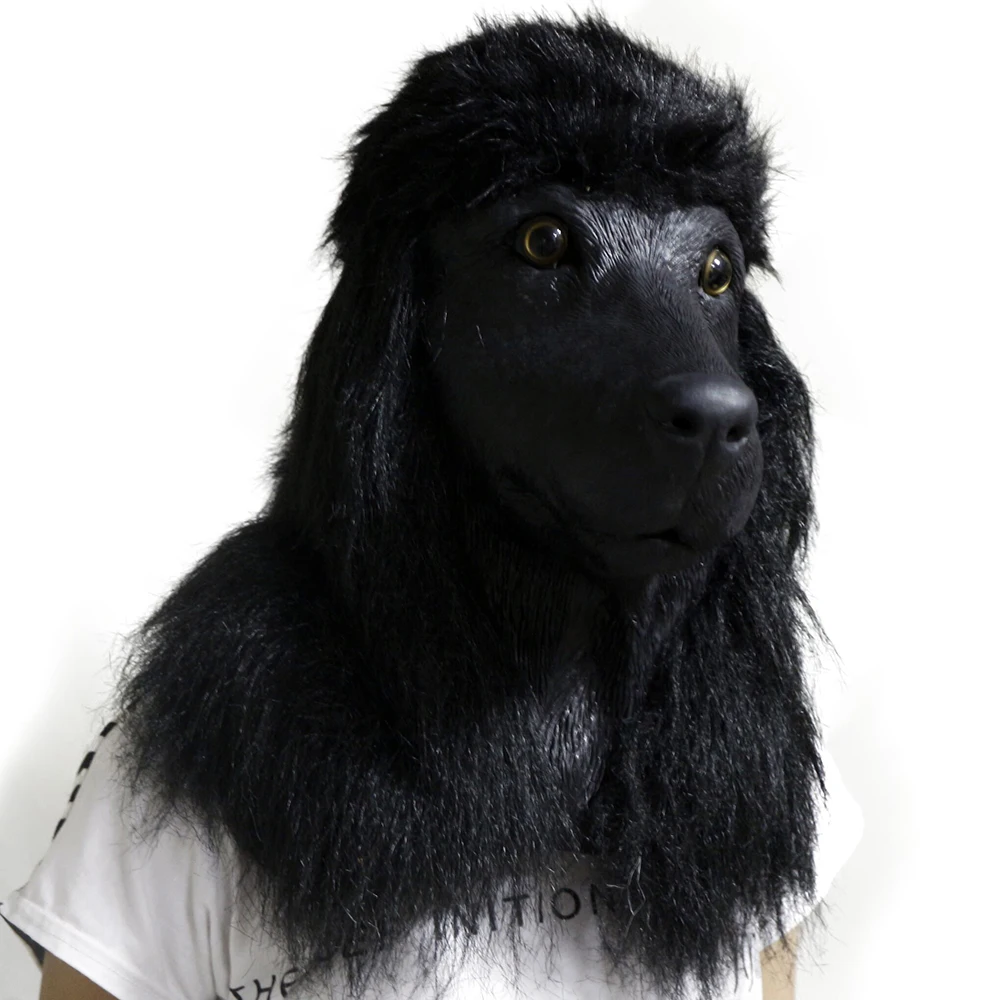 Реалистичная латексная маска животного пуделя, латексная маска для собак на Хэллоуин, вечерние, карнавальные