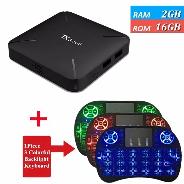 TX3 мини 1G 8G Amlogic S905W 4 ядра Smart 2 GB 16 GB Android 7,1 ТВ BOX 2,4 GHz Wi-Fi Play Store 4 K ТВ коробка Декодер каналов кабельного телевидения - Цвет: 2G 16G I8 Backlit