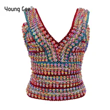 Damski letni narodowy tęczowy modny pasek bez rękawów podkoszulek bez rękawów seksowny Top bandaż wysoki elastyczny Crop Top Slim Streetwear