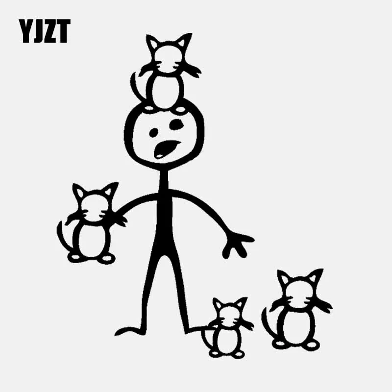 Интересная Автомобильная наклейка YJZT 12 5 см * 14 7 Виниловая с изображением Crazy Cat And