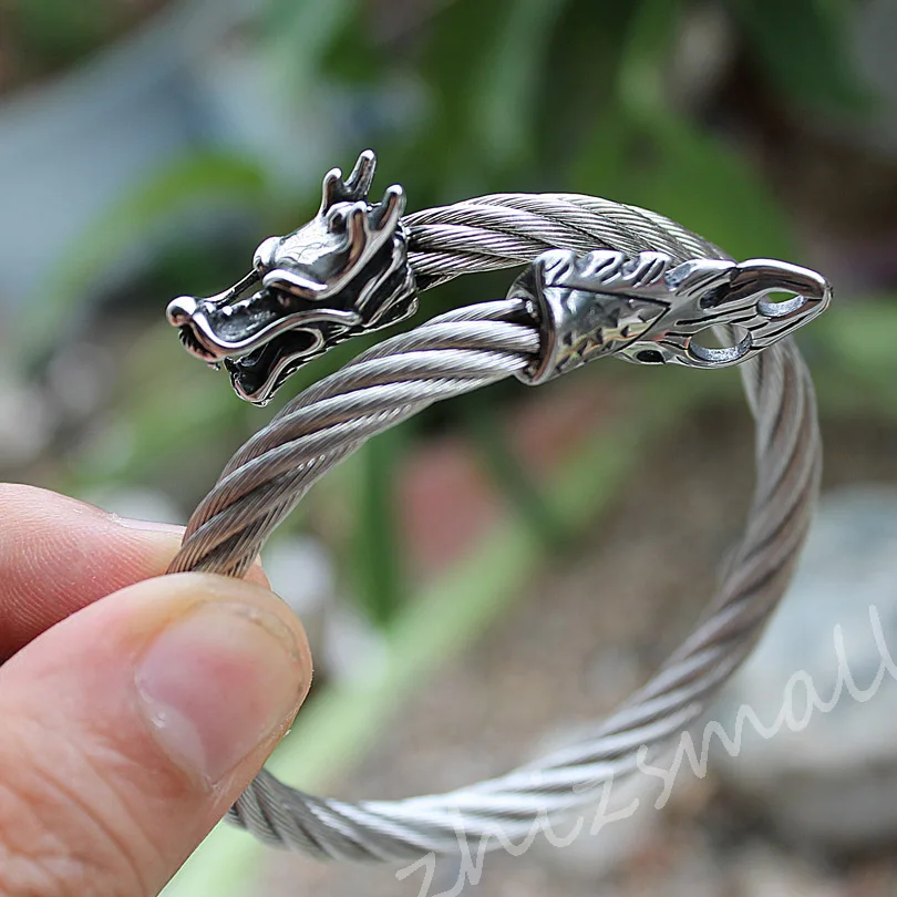 

Titanium steel bracelet Punk Bracelets Viking Dragon 316L stainless steel jewelry bangles Men boys bangle armlet