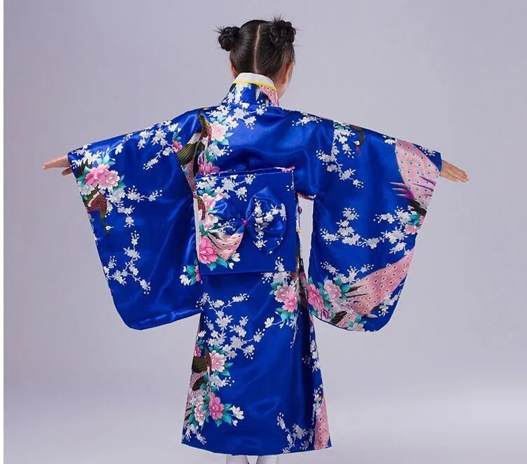 Children'sred юката с OBI винтажные японские гриль кимоно детская юката хаори платье традиционное японское кимоно