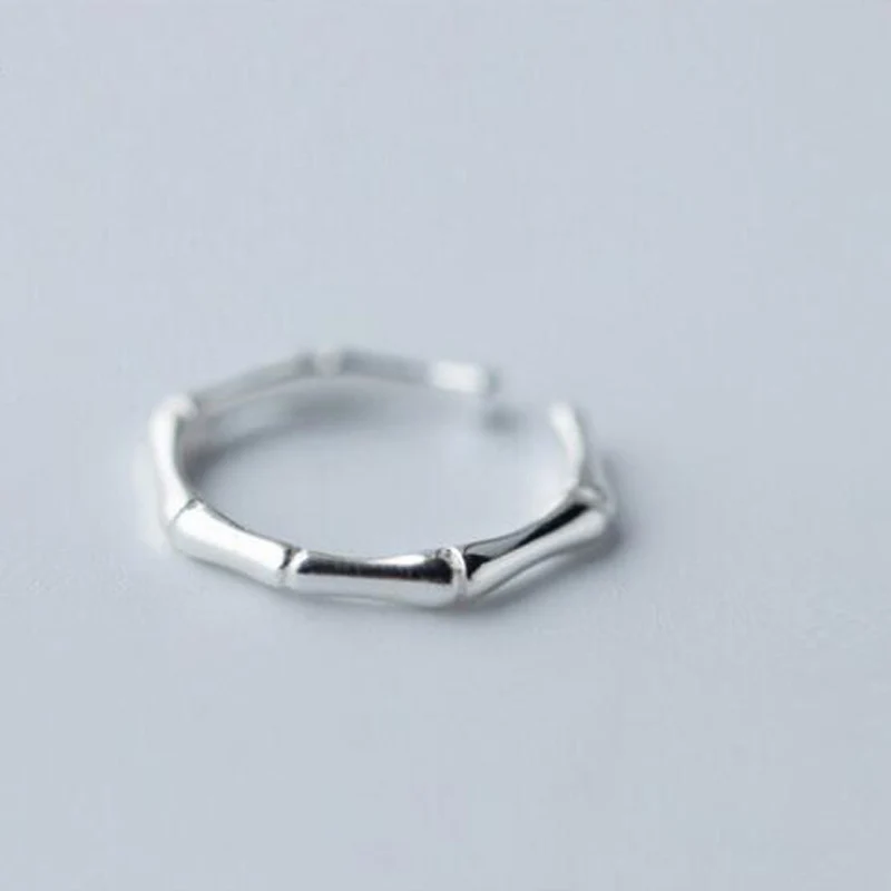 

Bamboo Festival 925 Sterling Silver Rings For Women Adjustable Skeleton Bone Opening Ring Fashion Jewelry Girl Gift Wholesale