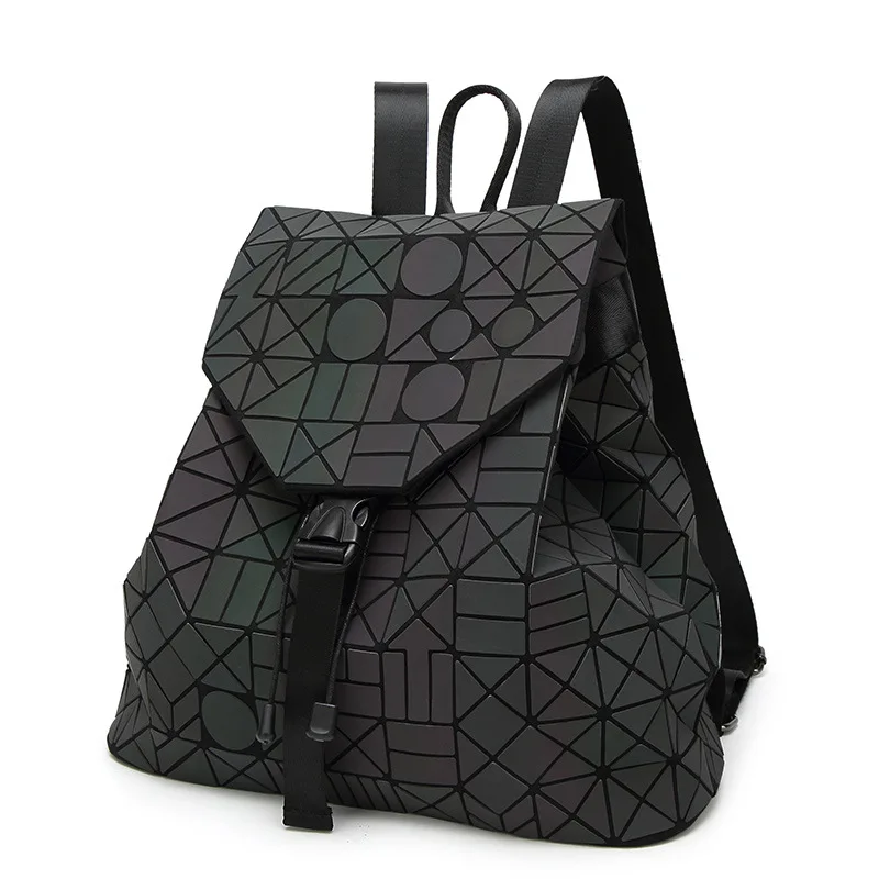 

2017 luminous colorful folding backpack backpack schoolbag amazing geometric laser bag M.S