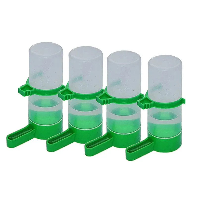 

New 4x Bird Pet Water Drinker Food Feeder Waterer Clip for Aviary Budgie Plastic