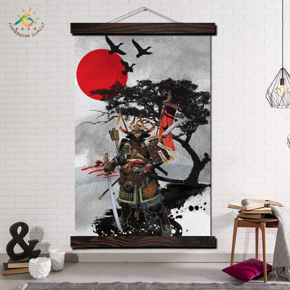 waliicorners samurai japan style wall art canvas prints painting frame scroll painting hanging poster decorative picture art wall poster waliicorner's store waliicorners samurai japan style