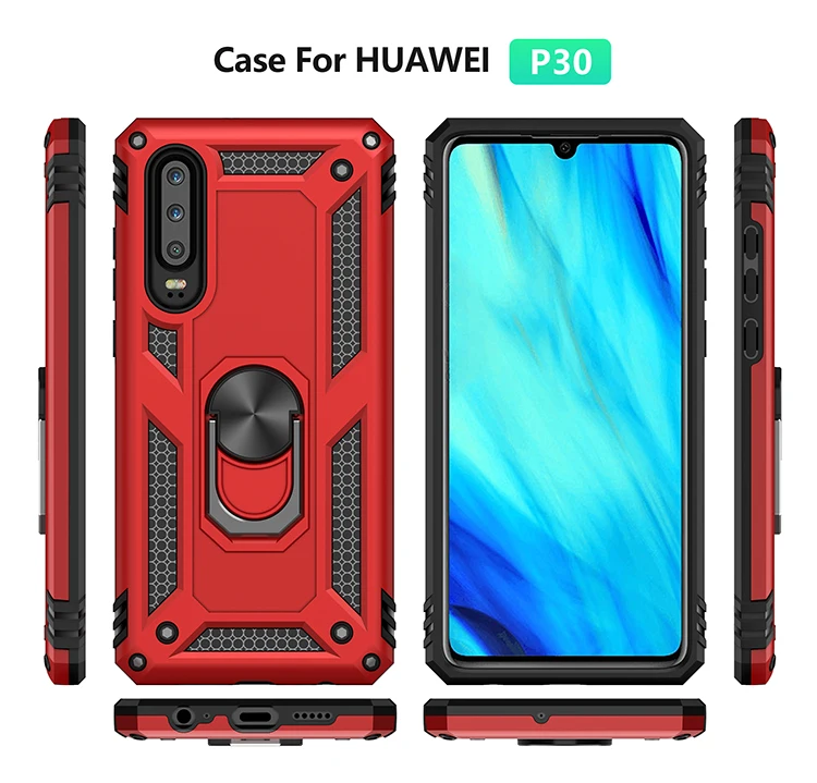 For Huawei P30 Pro case Holder Stand Armor Hybrid Magnetic Bracket Finger Ring Cover For For Huawei P30 Lite P Smart 2019 Case (18)