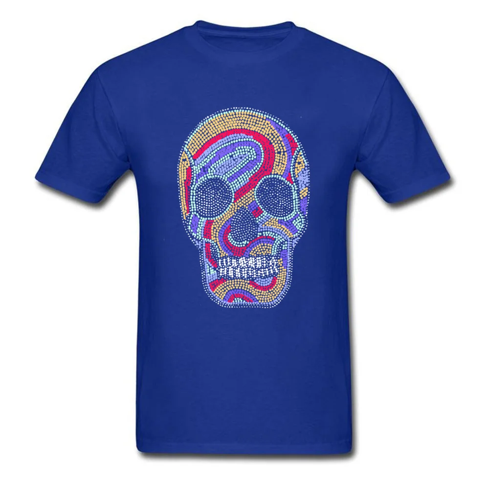 Casual Short Sleeve Tops Shirts Summer Autumn Crewneck Cotton Men's Tshirts psychedelic skull Casual T-Shirt 2018 New Fashion psychedelic skull blue