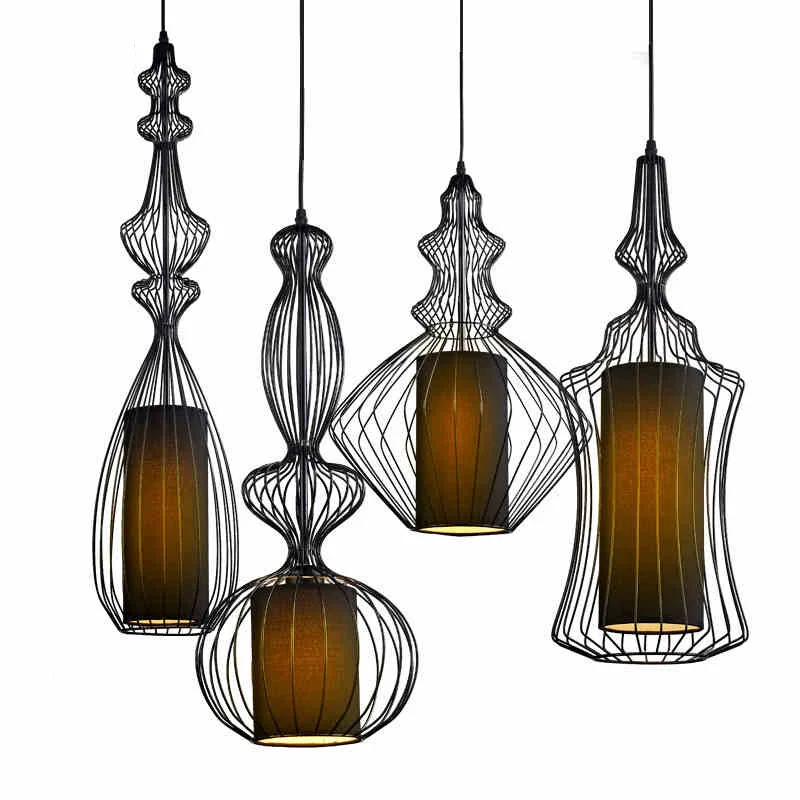 Vintage Suspension Lantern Pendant Light Tibet Black Iron Pendant Lamp Restaurant Light Retro Lighting Fixture For Cafe Bar Dining Room  (32)