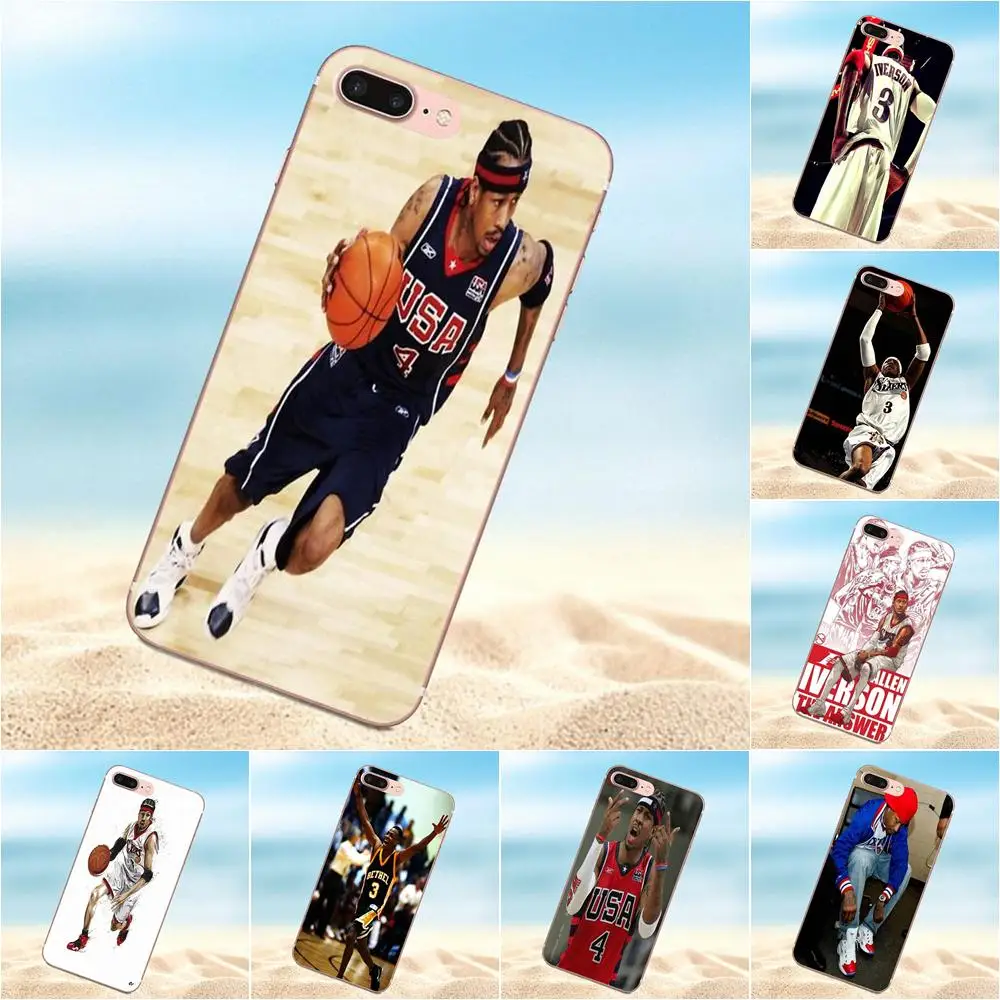 Qdowpz For iPhone 4 4S 5 5C 5S SE 6 6S 7 8 Plus X Soft Phone Cases Cover Basketball Supper Star Allen Iverson