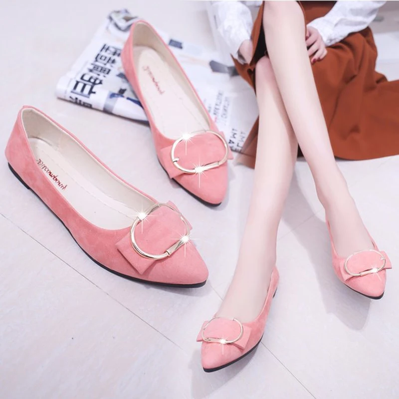 

2019 spring new flat-bottomed pointed shallow mouth women's single shoes Korean wild student casual single shoes
