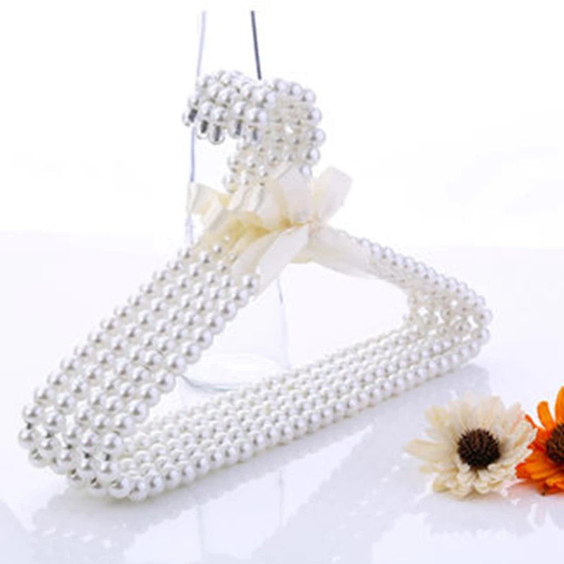 5 pcs/lot Pearl Hangers for Dress Coat European Style Pearled Clothes Hanger White Pearled Pants Rack