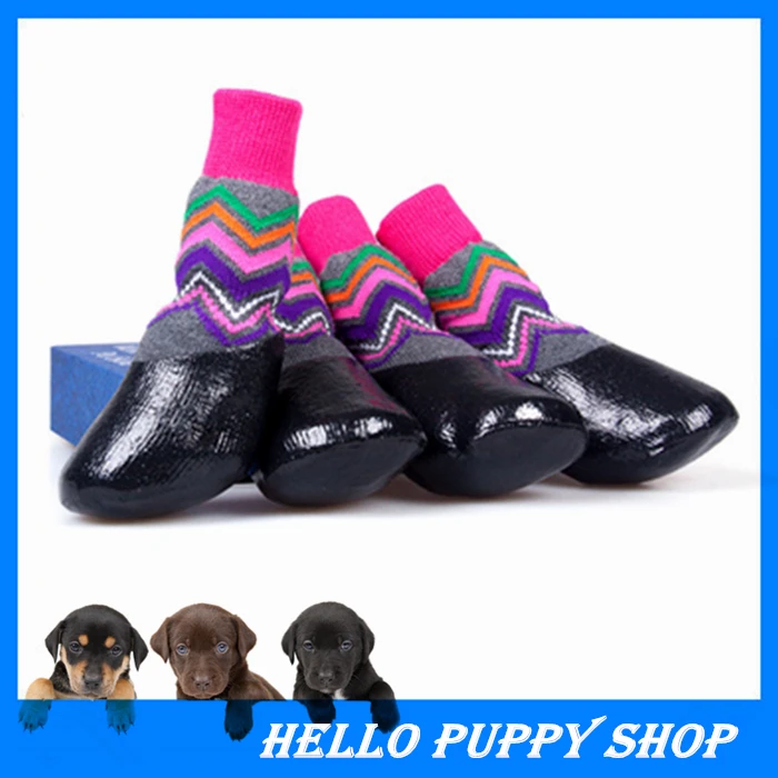 Hellomoon 4pcs A Set Dog Socks New Design Cotton Outdoor Waterproof Dog