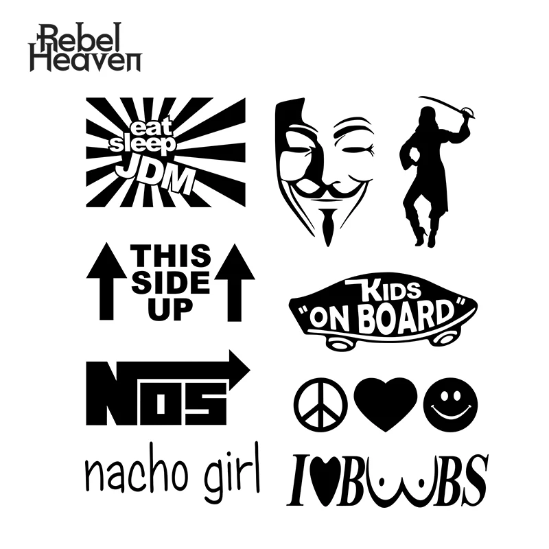 Rebel Heaven забавные автомобильные наклейки и JDM анонимная маска девушка пират нос