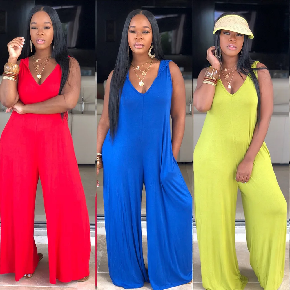 Womens Sexy Spaghetti Summer Sleeveless Jumpsuit Strap Wide Legs V-Neck Female Womens Sexy Spaghetti Summer Sleeveless Jumpsuit Strap Wide Legs V-Neck Female