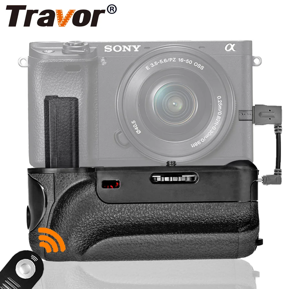 Travor Вертикальная Батарейная ручка для sony A6300 беззеркальная камера с ИК-функцией работает с батареей NPFW50