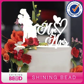 

Wedding Cake Topper Acrylic Cake Stand Decor Mr & Mrs Clear Bride and Groom