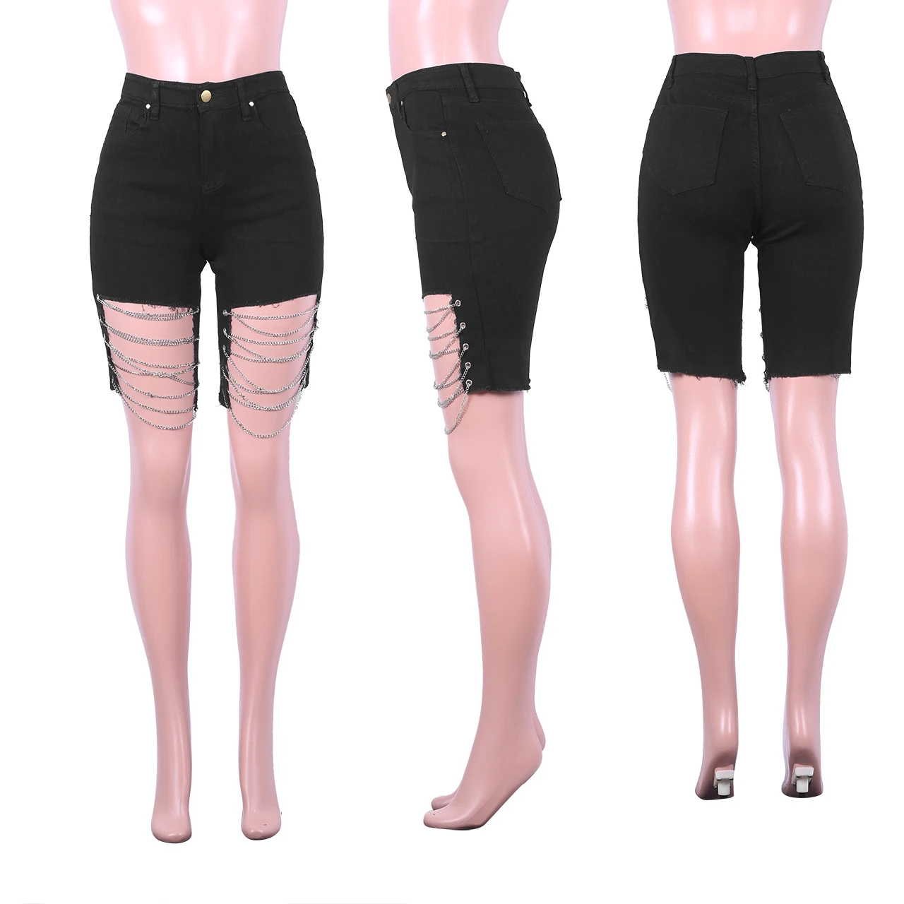 Wjustforu сексуальный клубный Джинсовый комплект из двух предметов, женские джинсовые топы с открытой спиной+ джинсовые шорты женская, с перфорацией, модный спортивный костюм с дырками