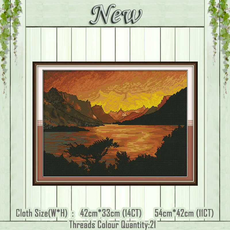 

Evening mountain scenery decor painting counted printed on the canvas DMC 11CT 14CT kits Cross Stitch embroidery needlework Sets