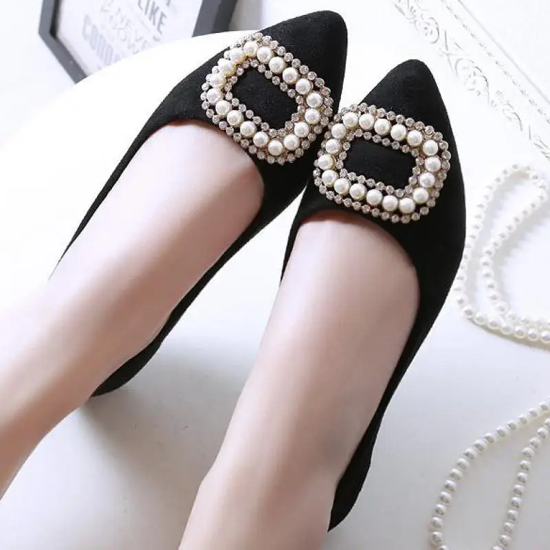 

Rhinestone Ballet Flats Spring Autumn Pointed Toe Women Shoes Slip On Casual Lazy Shoes Ladies Fashion Loafers Plus big size 43