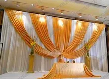 3m*6m Fabric Ice Silk Drape Curtain Wedding Backdrop Decoration with Swag Party Stage Celebration Favors 20ft (w) x 10ft (h)