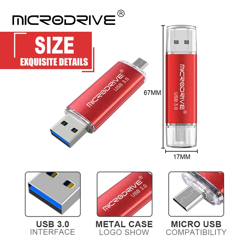 Высокоскоростной флеш-накопитель USB 3,0, 128 ГБ, 64 ГБ, 32 ГБ, 16 ГБ, OTG, USB флеш-накопитель, usb флешка, металлическая ручка-накопитель для смартфонов на Android, cle usb