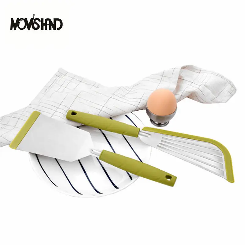 2pcs/lot Kitchen Stainless Steel Cooking Tools Speical Spatula for Non-stick Pan with Handle