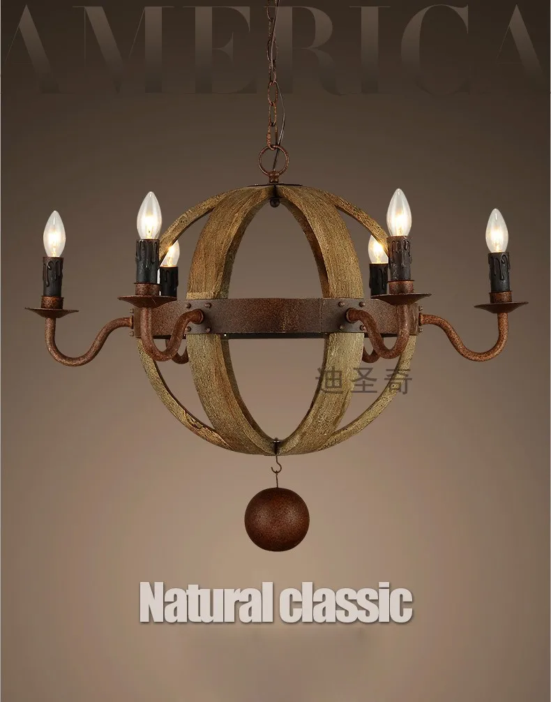 American vintage смешанные деревянные и железа подвесной светильник ячменя виски beerbarrel lamp-6pcs лампы